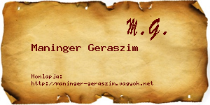 Maninger Geraszim névjegykártya
